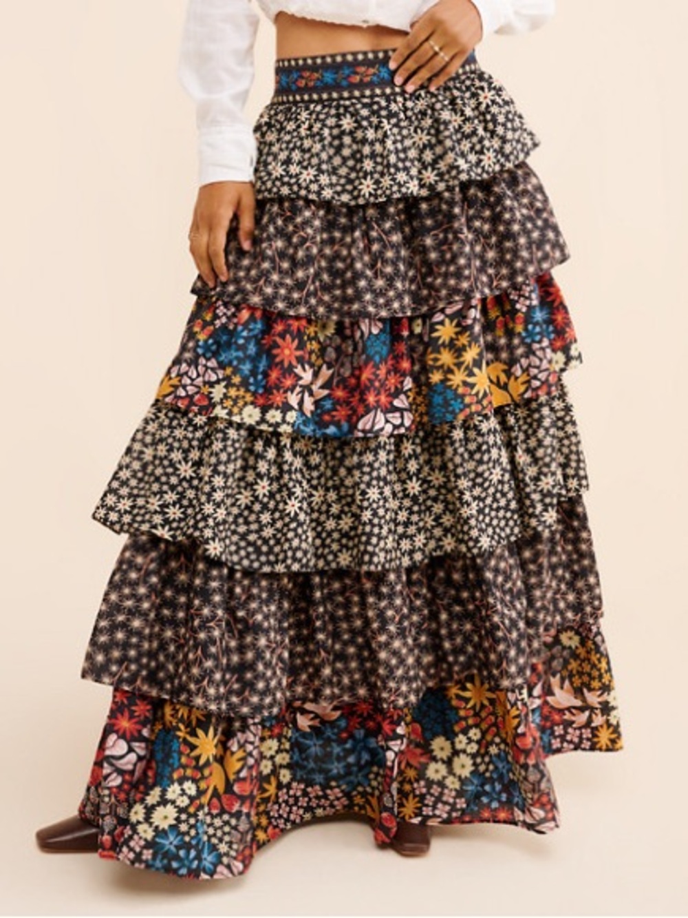 FARM Rio Jujus Garden Midi Skirt Size M